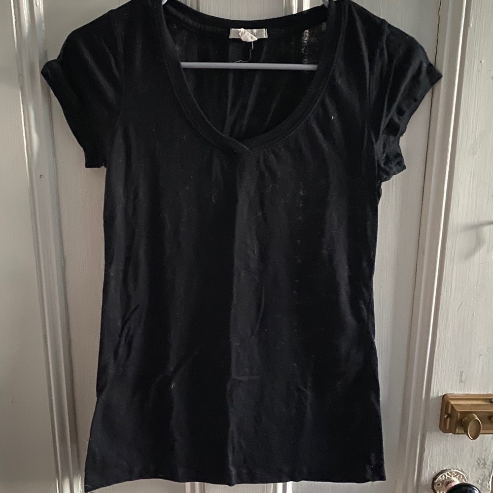 Black See Through Starred V Neck